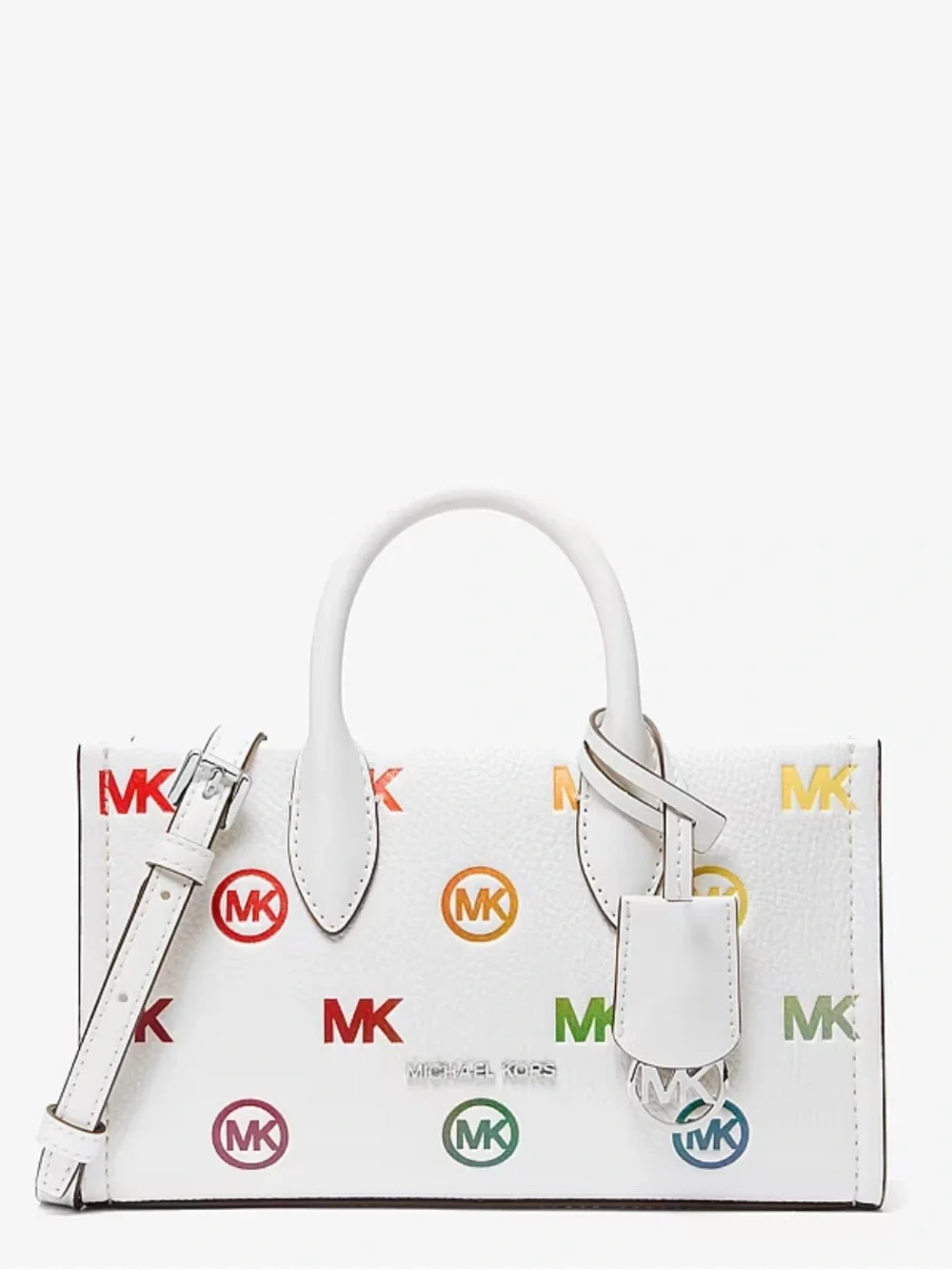 Michael Kors Mirella Small Rainbow Logo Embossed Convertible Crossbody Bag